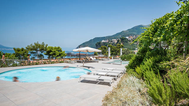 Zwembad bij wellness met zeezicht Hotel and Resort Le Axidie
